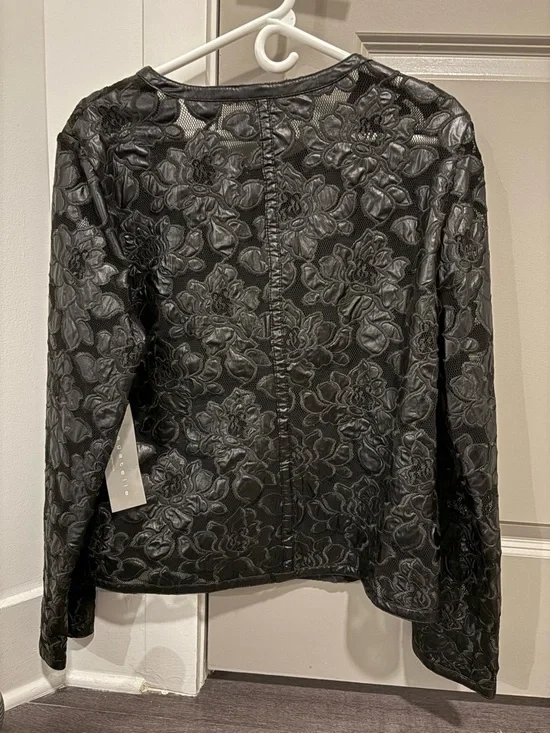 bagatelle Black Floral Lace Zip Front Jacket - Picture 3 of 3